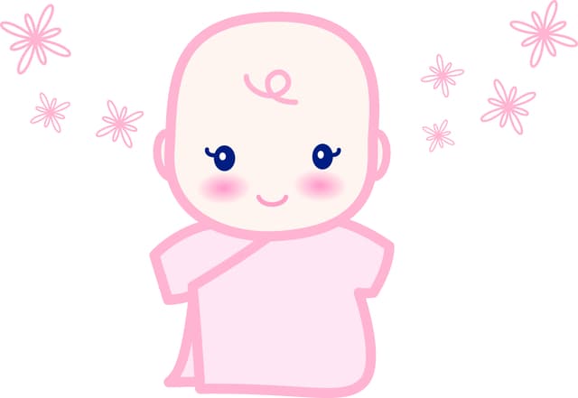 ピンクの洋服の赤ちゃん